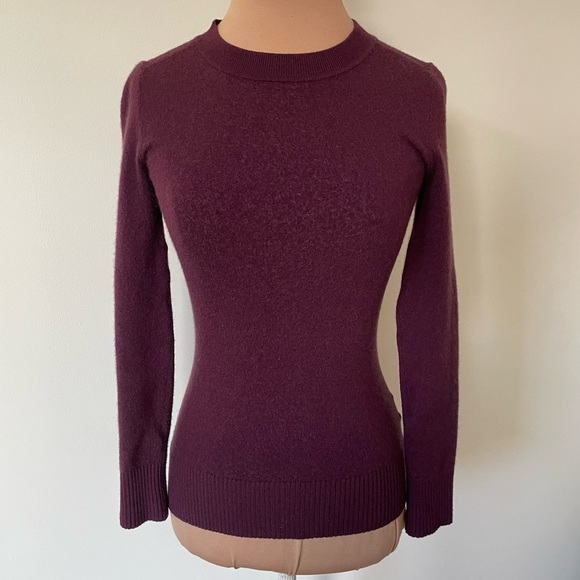 Joostricot Monogram Burgundy EcoMerino Wool Long Sleeve Crew Neck Sweater Sz XS - Picture 6 of 12